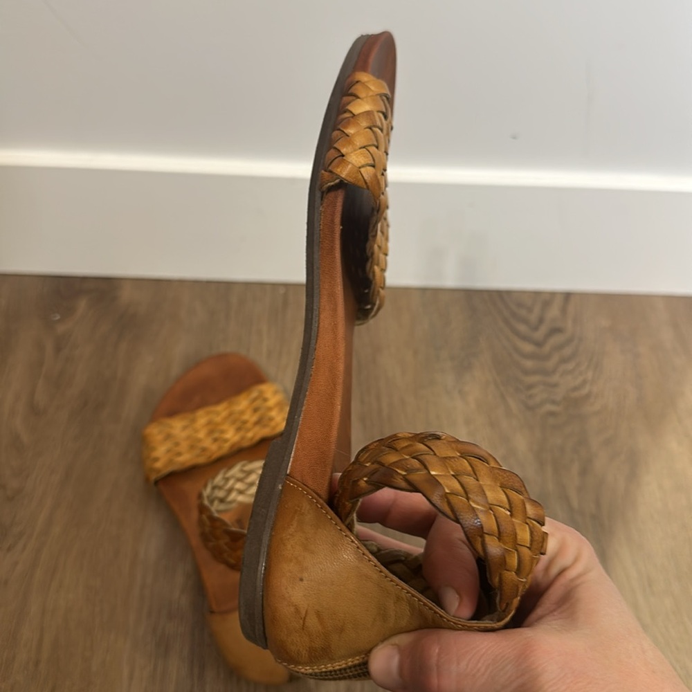 Leather Sandals Warm Tan Boho Woven Flat Sandals Size 36 (US 6) Summer BROWNS - Picture 14 of 16